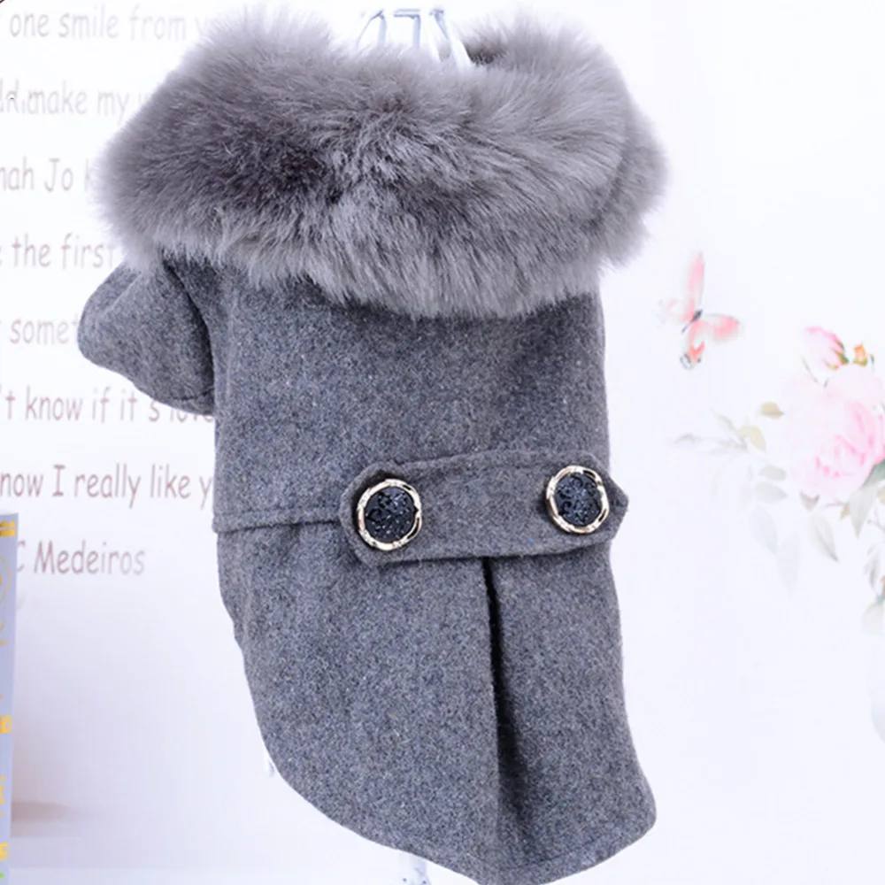 Winter Dog Clothes Pet Cat fur collar Jacket Coat Sweater