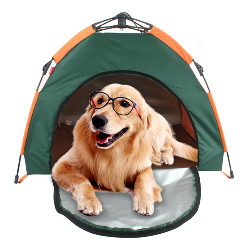 Pet Tent Portable Automatic Folding Teepee Dog Bed House With Cushion