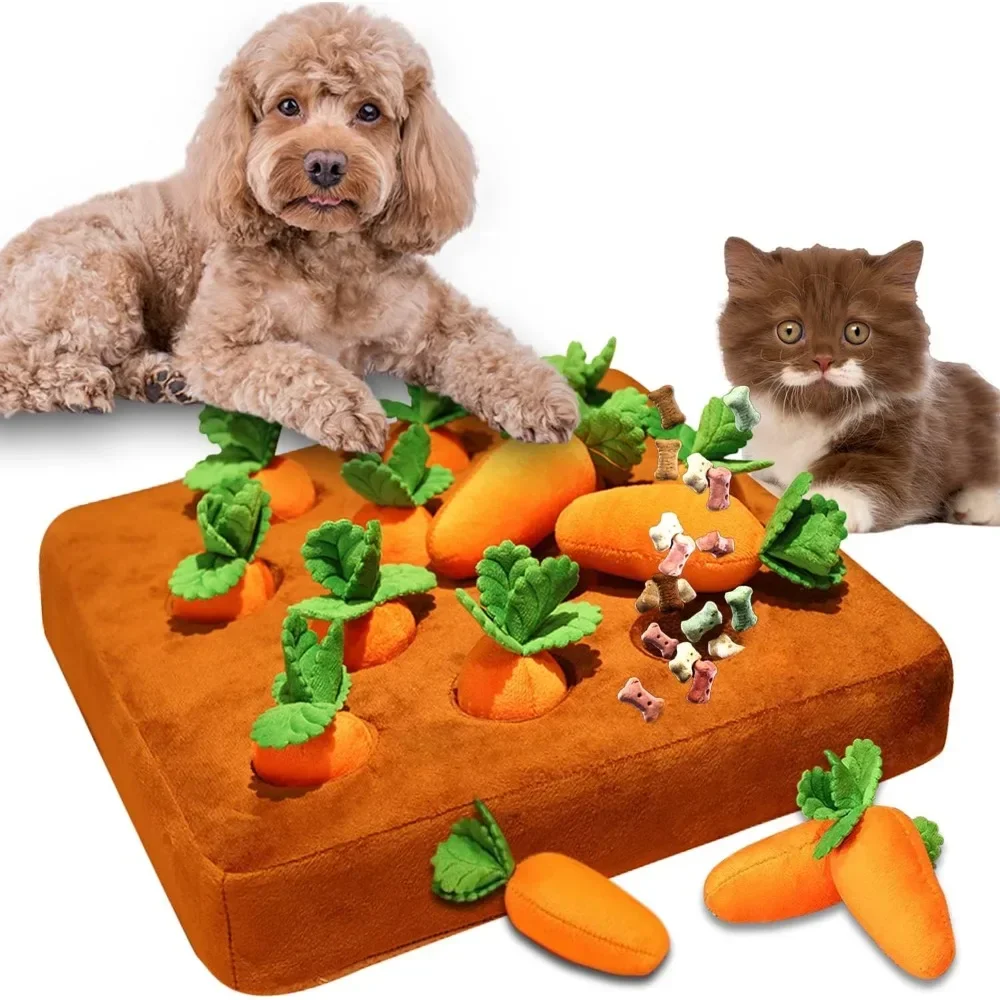 Carrot Snuffle Mat for Dogs Cats Puzzle Toy with 12 Carrots