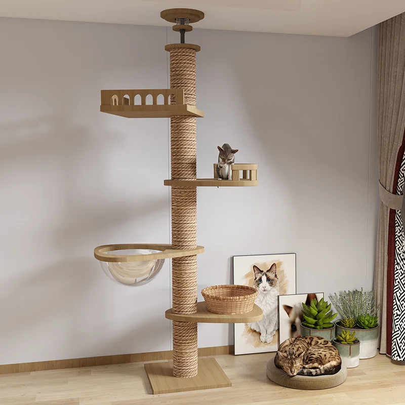 Wooden Cat Tree House Multifunction Pet Furniture