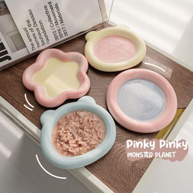 Pet Cat Bowl Cute Cartoon Pet Drinking Water Feeding Bowl