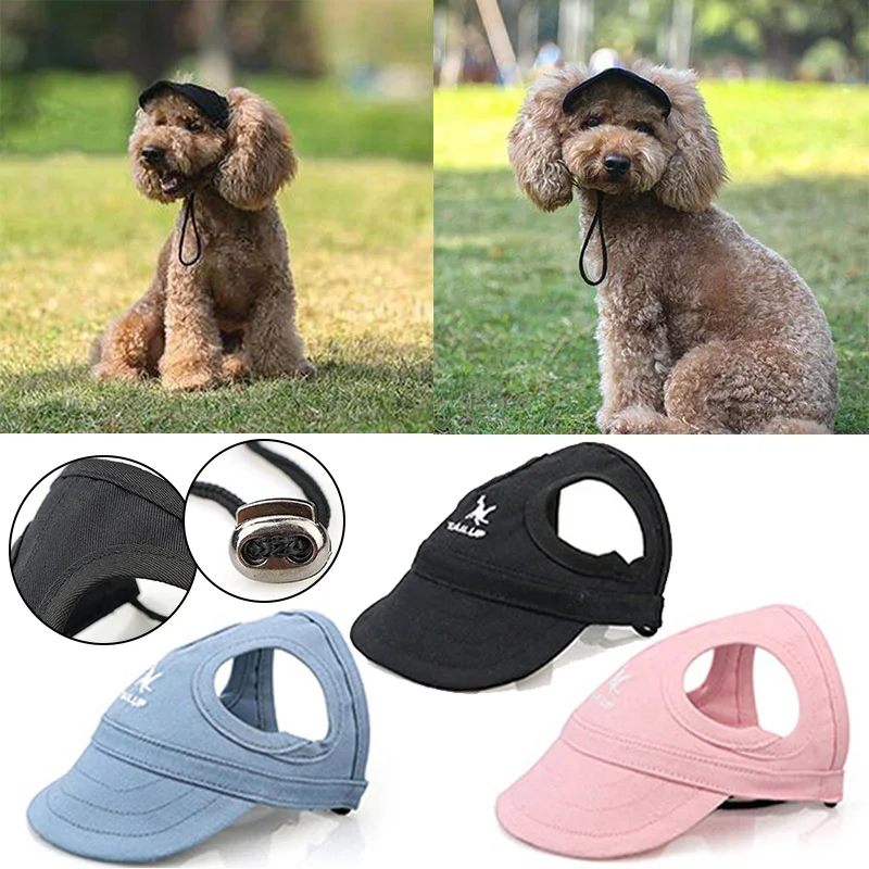 Pet Cat Caps with Ear Hole Puppy Summer Solid Oxford Cap