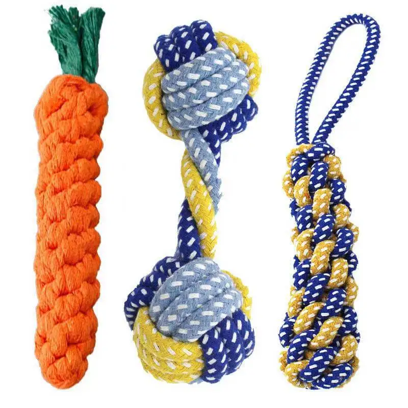 1PC Dog Carrot Knot Rope Ball Cotton Rope Toy