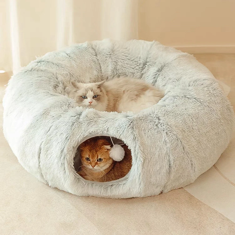 Plush Pet Donut Pet Cat Tunnel Bed Kennel Nest Cave Stuff Items