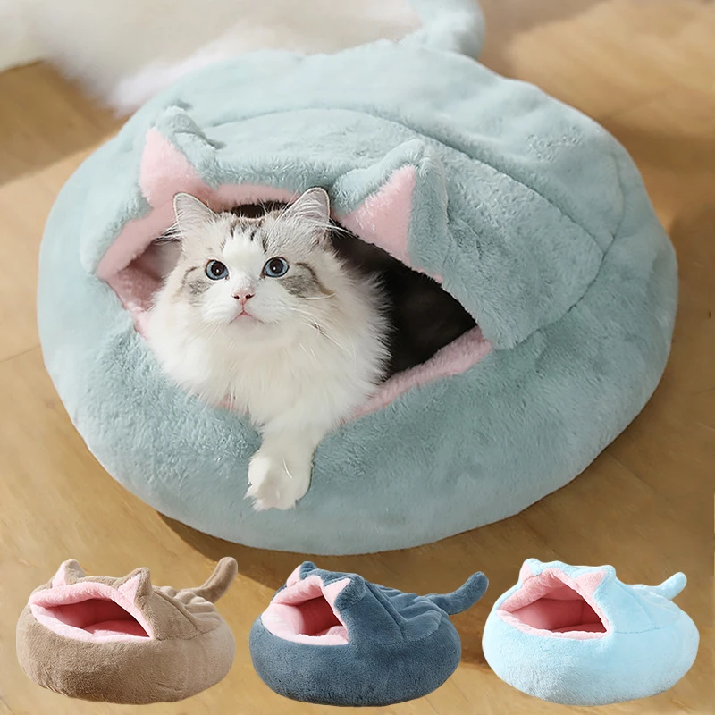 Winter Plush Pet Cat Bed Round Cat Cushion Cat House