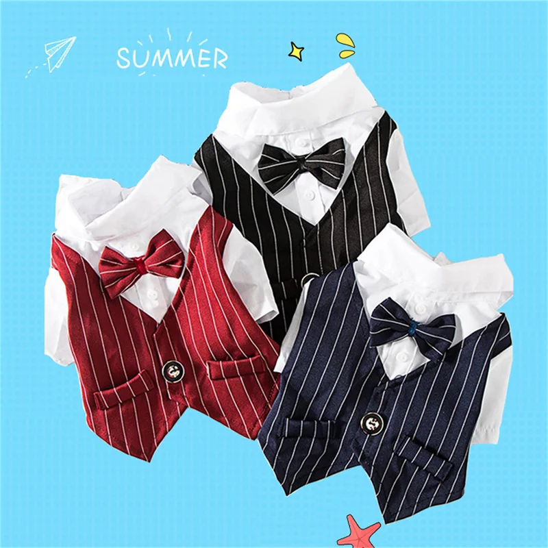 Dog Shirt Stylish Suit Pet Small Dog Clothes Bow Tie