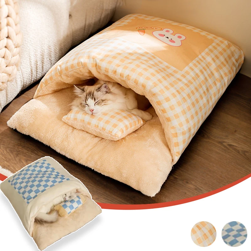 Cute Cat Bed Warm Cat Sleeping Bag Deep Sleep Cave