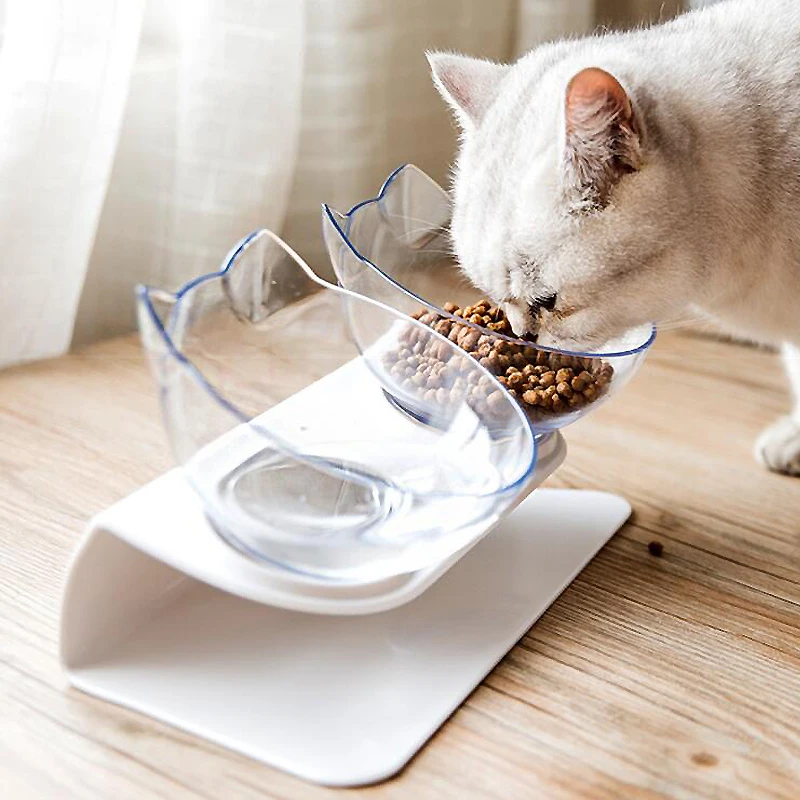 Non-Slip Double Cat Bowl With Stand Pet Feeding