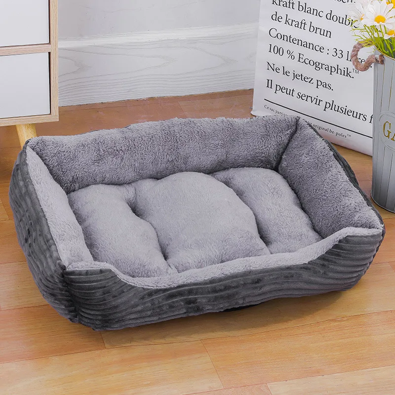 Bed for Cat Pet Soft Square Plush Kennel