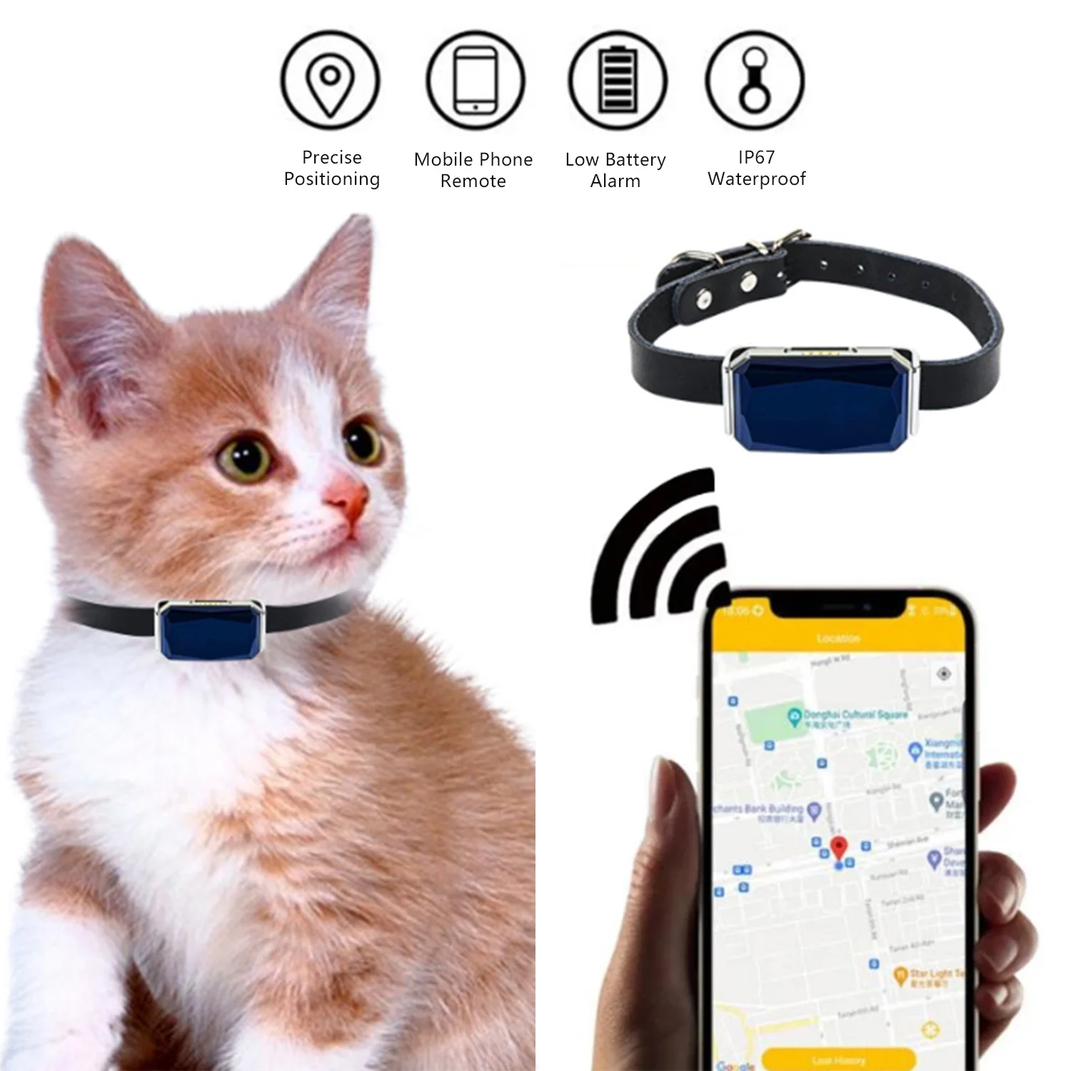 Pet Collar Mini GPS Tracker GSM Wifi LBS Anti-lost Tracker