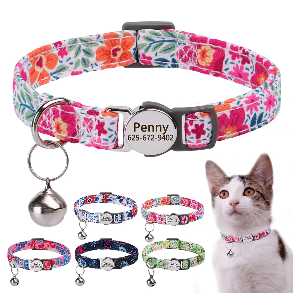 Personalized Cat Collar Quick Release Kitten Cats Collars